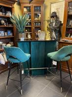 NIEUWE BAR Eichholtz Bolton groen fluweel barmeubel barstoel, Ophalen, Eichholtz, Inclusief barstoelen, Nieuw
