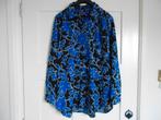 Prachtige blouse, zwart, helder blauw en wit, maat 46., Kleding | Dames, Zwart, Maat 46/48 (XL) of groter, Ophalen of Verzenden