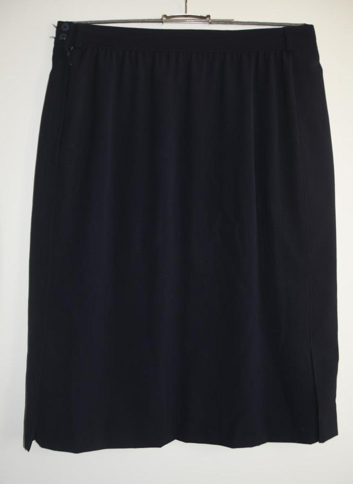 Escada Margaretha Ley rok donkerblauw + zijsplitten mt 44, Kleding | Dames, Rokken, Gedragen, Maat 42/44 (L), Blauw, Onder de knie