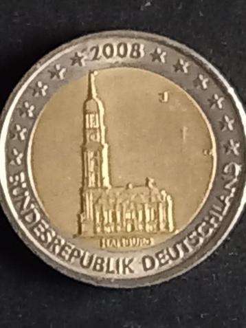 039: 2 Euromunt in goede staat Duitsland 2008 Hamburg (F) beschikbaar voor biedingen