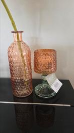 Klein vaasje en waxinelichthouder, Ophalen of Verzenden, Zo goed als nieuw, Glas, Minder dan 50 cm