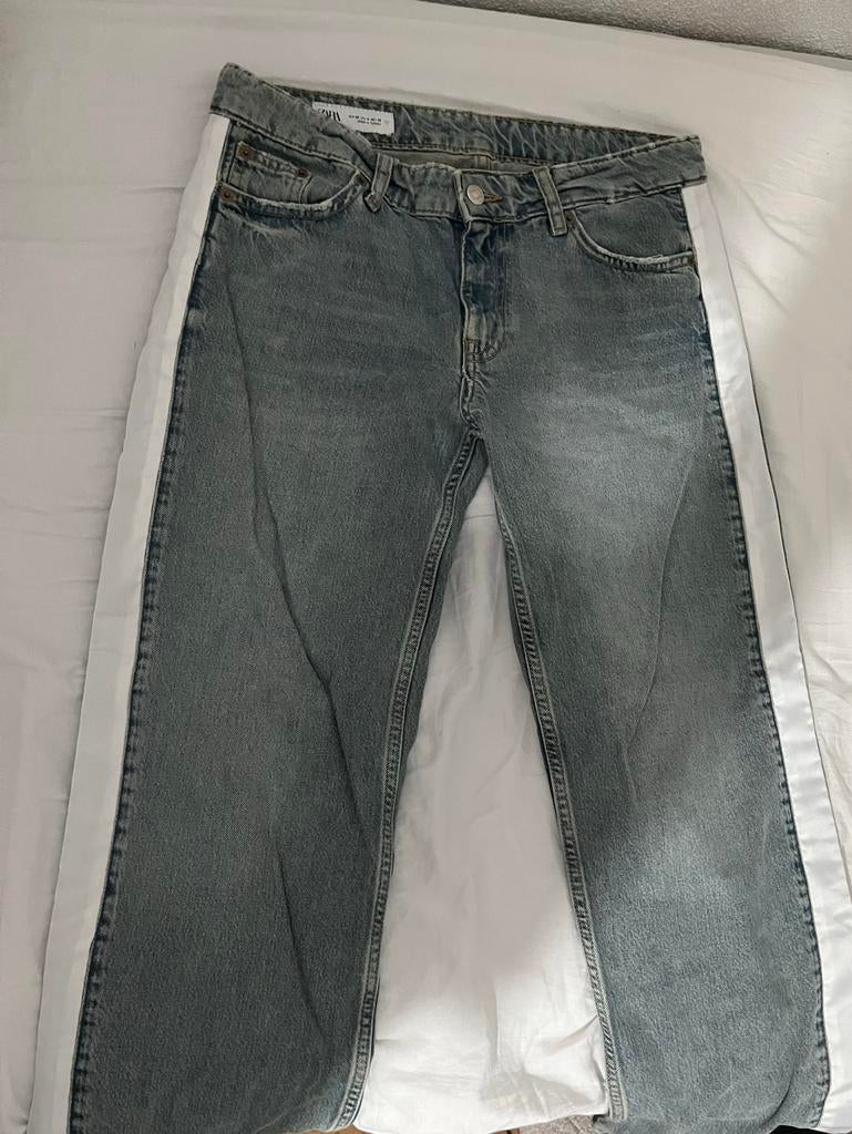 Zara broek met witte streep - Goede staat, Ophalen of Verzenden, Zo goed als nieuw, Blauw, W28 - W29 (confectie 36)