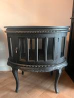 Brocant zwart drankkastje met serveerblad te koop!, Ophalen