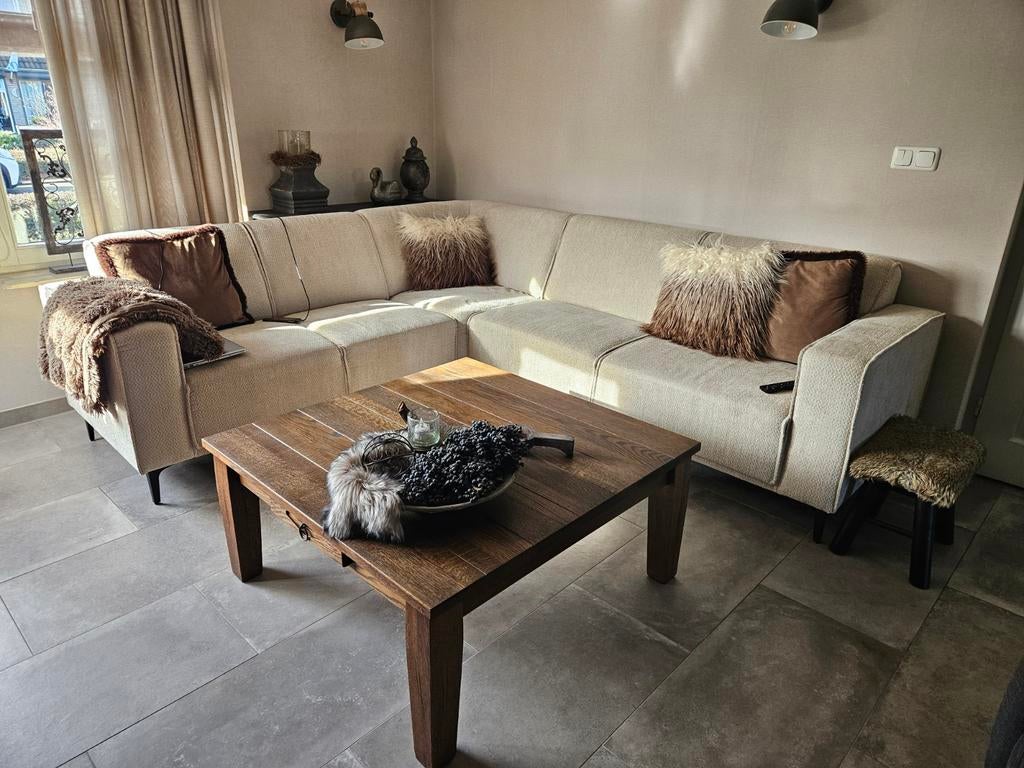 Stoere salontafel, 1 x 1 mtr, Huis en Inrichting, Tafels | Salontafels, Ophalen, 50 tot 100 cm, Vierkant, Stoer, industrieel