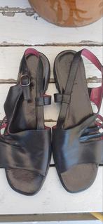 Zwarte leren sandaaltjes maat 43, Zwart, Zo goed als nieuw, Sandalen of Muiltjes, Ophalen of Verzenden