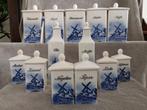 antiek/ Vintage Delfts Blauwe Kruidenpotjes Met Deksel, Ophalen