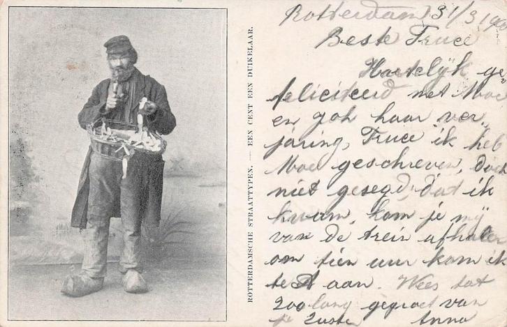 AZ728 Rotterdam straatleven type 1900, Verzamelen, Ansichtkaarten | Nederland, Gelopen, Zuid-Holland, Voor 1920, Verzenden