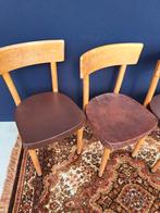 Set van 4 beuken café stoelen me5 bruin leer, Huis en Inrichting, Stoelen, Twee, Gebruikt, Leer, Ophalen of Verzenden