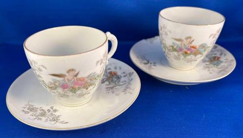 2 Antieke porseleinen kopjes, Antiek en Kunst, Antiek | Servies los, Ophalen of Verzenden