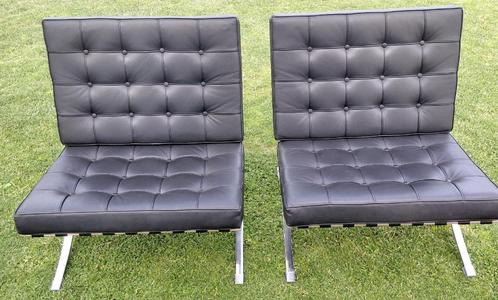 Luxe stoelen Paviljoen chair - Premium zwart, 2 maal, Huis en Inrichting, Stoelen, Zo goed als nieuw, Twee, Leer, Metaal, Zwart