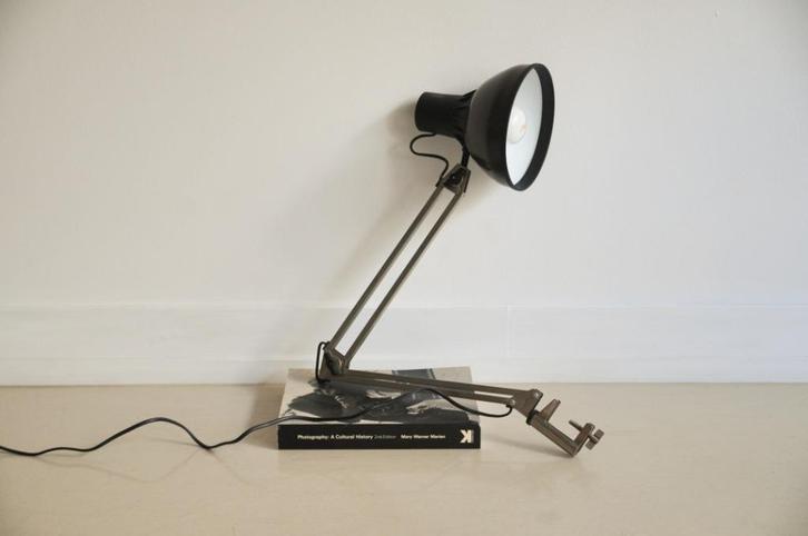 bruine architectenlamp, Huis en Inrichting, Lampen | Tafellampen, Gebruikt, Minder dan 50 cm, Kunststof, Metaal, Ophalen of Verzenden