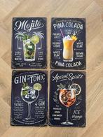 Set vintage reclameborden van diverse dranken/cocktails, Verzamelen, Ophalen of Verzenden, Zo goed als nieuw, Reclamebord