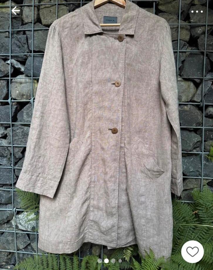 Linnen jasje van Oska, Kleding | Dames, Jassen | Zomer, Zo goed als nieuw, Maat 42/44 (L), Beige, Ophalen of Verzenden