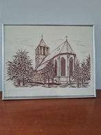 Echte Tekening van Johan Goutbeek, de grote kerk van Dalfsen, Antiek en Kunst, Ophalen of Verzenden