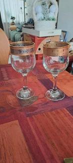 2 wijnglazen met gouden rand, Antiek en Kunst, Antiek | Glas en Kristal, Ophalen of Verzenden