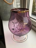 Mooie Bohemia stulp met roos tekening erin gegraveerd, Ophalen of Verzenden, Zo goed als nieuw