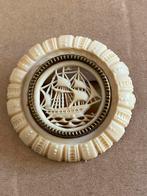 Antieke celluloid broche met Galjoen. Zie omschrijving., Sieraden, Tassen en Uiterlijk, Antieke sieraden, Ophalen of Verzenden