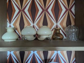 Selectie 5 vintage glazen lampenkappen beschikbaar voor biedingen