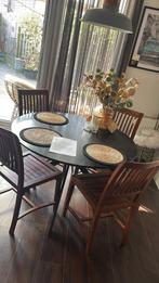 Ronde tafel met 4 stoelen, Huis en Inrichting, Complete eetkamers, Ophalen of Verzenden, Gebruikt, 4 tot 6 stoelen