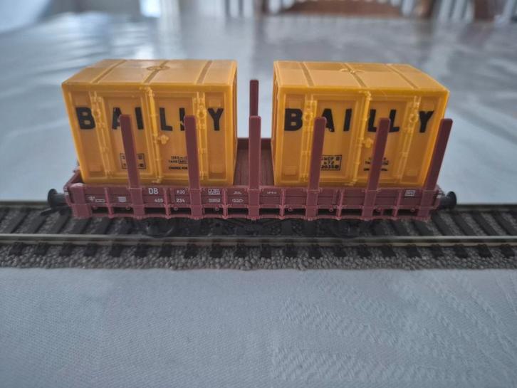 Fleischmann rongenwagon met containers, Hobby en Vrije tijd, Modeltreinen | H0, Gebruikt, Wagon, Gelijkstroom, Fleischmann, Ophalen of Verzenden