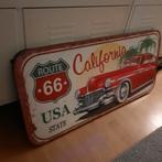 Groot Reclamebord Route 66 Oldtimer 100x50, Verzamelen, Ophalen of Verzenden, Nieuw, Reclamebord