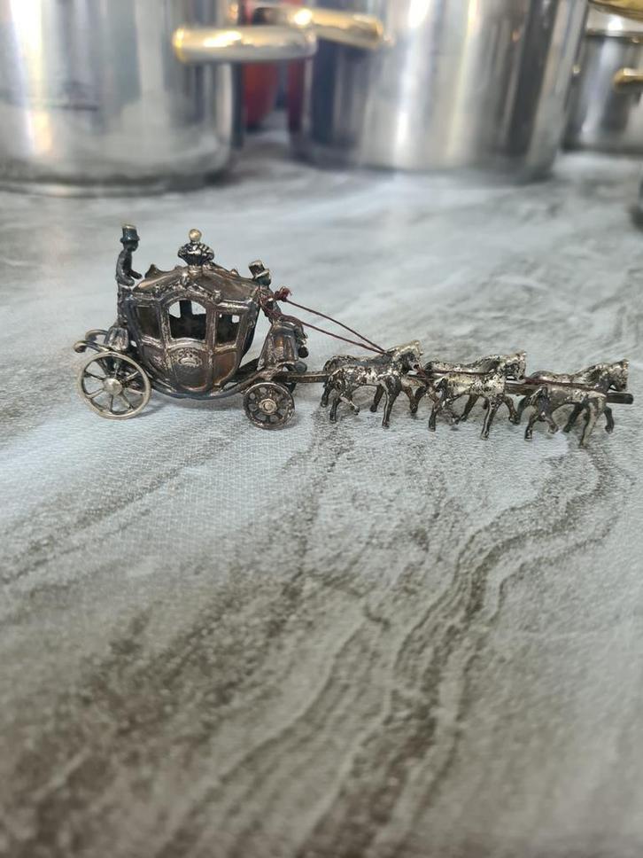 Antieke Miniatuur Koets met Paarden, Antiek en Kunst, Antiek | Overige Antiek, Ophalen of Verzenden