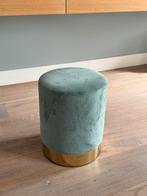 Groene poef velvet, Ophalen, Minder dan 50 cm, Rond, Zo goed als nieuw