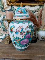 Vintage Porseleinen Oosterse Deksel Vaas, Ophalen of Verzenden