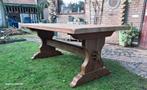 Oud eiken kloostertafel eettafel 190x90., Huis en Inrichting, Tafels | Eettafels, Vintage antiek landelijk sober, Eikenhout, Zo goed als nieuw
