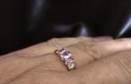 Gouden Vintage ring met roze saffier en diamant.. 2025/433, ., Ophalen of Verzenden, Zo goed als nieuw, Roze
