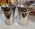 2 mooie zilverkleurige vazen of bloempotten met sierrand !, Ophalen of Verzenden