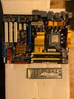 Asus P5Q met Intel E8400 CPU + I/O Shield + ram, Ophalen of Verzenden, Gebruikt, Intel, DDR2