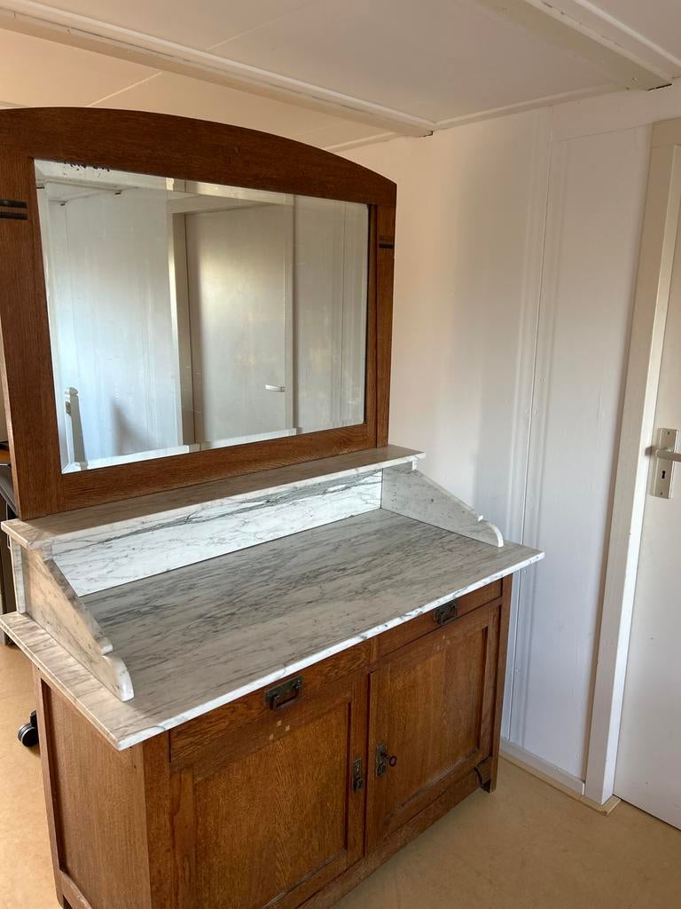 Kast (175cm hoog en 120cm breed)met spiegel en marmeren blad, Huis en Inrichting, Kasten | Dressoirs, Ophalen, Gebruikt, 100 tot 150 cm