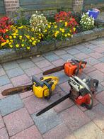 3x oude benzine motorzaag machines zie fotos, Doe-het-zelf en Verbouw, Gereedschap | Zaagmachines, Ophalen, Gebruikt, 70 mm of meer