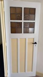 Vintage Binnendeur met Glas in Lood, Doe-het-zelf en Verbouw, Deuren en Horren, Ophalen, Gebruikt, 80 tot 100 cm, Binnendeur