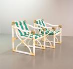Vintage Kettal tuinstoelen, bamboe & messing, set van 2, 70s, Ophalen, Gebruikt, Kunststof