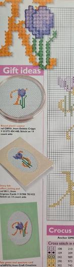 Krokussen alfabet borduurpatroon, Hobby en Vrije tijd, Ophalen, Nieuw, Handborduren, Patroon