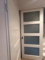 Witte deur met facet geslepen glas, Doe-het-zelf en Verbouw, Deuren en Horren, Gebruikt, 80 tot 100 cm, 215 cm of meer, Binnendeur