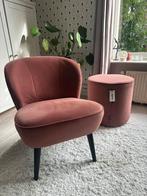 Woood - Sara - fauteuil met poef - oudroze - bijna nieuw!, Huis en Inrichting, Fauteuils, Ophalen, Zo goed als nieuw, 75 tot 100 cm