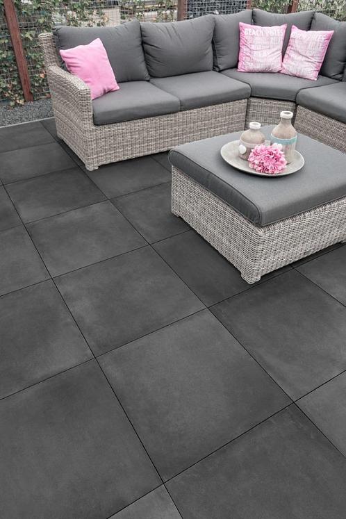 Cera2line concrete look black 60x60x2, Tuin en Terras, Tegels en Klinkers, Nieuw, Terrastegels, Keramiek, 10 m² of meer, Gestraald