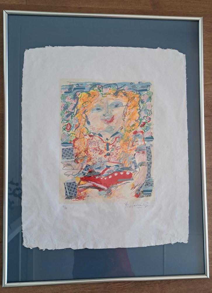Kees Salentijn, ….zeefdruk Nina op Vakantie. ingelijst,, Antiek en Kunst, Kunst | Litho's en Zeefdrukken, Ophalen of Verzenden