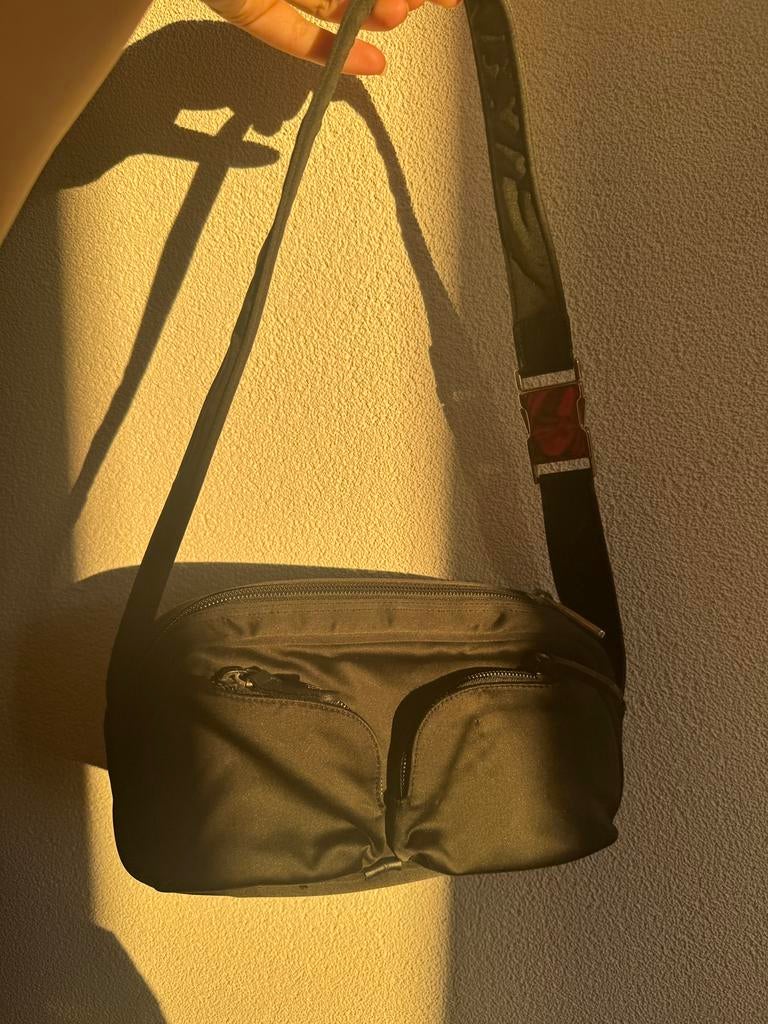 Furla zwarte nylon crossbody heup tas, Gebruikt, Furla, Zwart, Overige typen