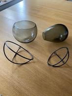 Set van 2 Bolia Brass “Flora” muurvazen (slim + round), Huis en Inrichting, Woonaccessoires | Vazen, Zwart, Nieuw, Ophalen of Verzenden