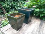 bloempotten bloembak groot buiten, mooi blauw groen glazuur, Ophalen