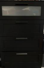 BRIMNES ladekast, zwart/frosted glas, 100 tot 150 cm, Met lade(s), 25 tot 50 cm, 50 tot 100 cm