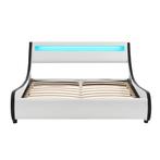 Modern bed met lattenbodem en LED verlichting 140x200, Ophalen, Wit, 140 cm, Hout