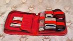 Vintage reis toilet set uit jaren 60, rood leer toilettas, Ophalen of Verzenden, Gebruikt, Rood, Heer of Dame