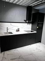 Showroomkeuken zwart met houtlook, Huis en Inrichting, Keuken | Complete keukens, Ophalen, Zo goed als nieuw, Zwart, Overige typen