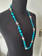 Vintage Turquoise Ketting - 90cm, Ophalen of Verzenden, Blauw, Overige materialen