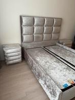 Bed met opbergruimte, Tweepersoons, Ophalen of Verzenden, Grijs, 160 cm